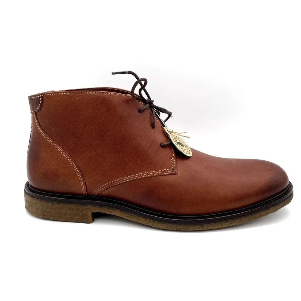 NWT Johnston & Murphy Men's Brown Leather Chukka Boots Size 10.5 M Genuine Crepe